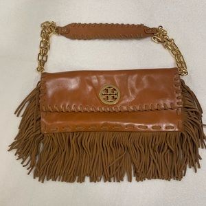 Tory Burch Fringe Leather & Suede Bag